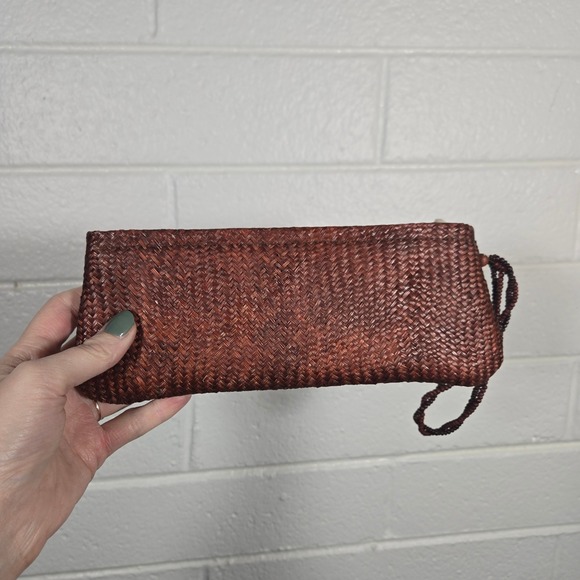 Grass Rafia Woven Wristlet Clutch Bag Boho Wedding Guest Bridesmaid Small Lined - Picture 2 of 6